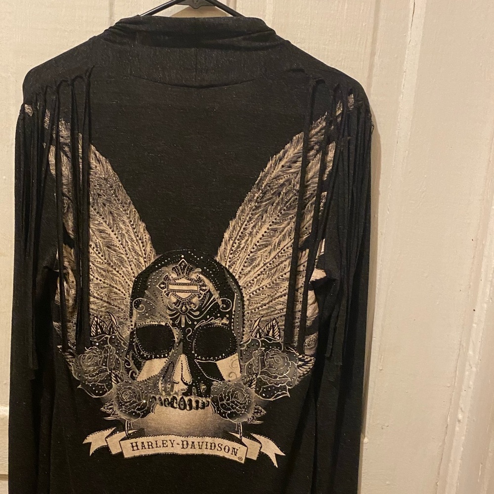 Harley-Davidson  Skull Wings Fringe Cardigan Top - Picture 9 of 13